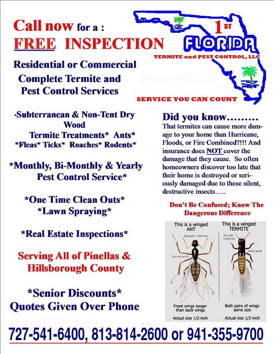 Get your FREE INSPECTION from 1st Florida Termite and Pest Control
